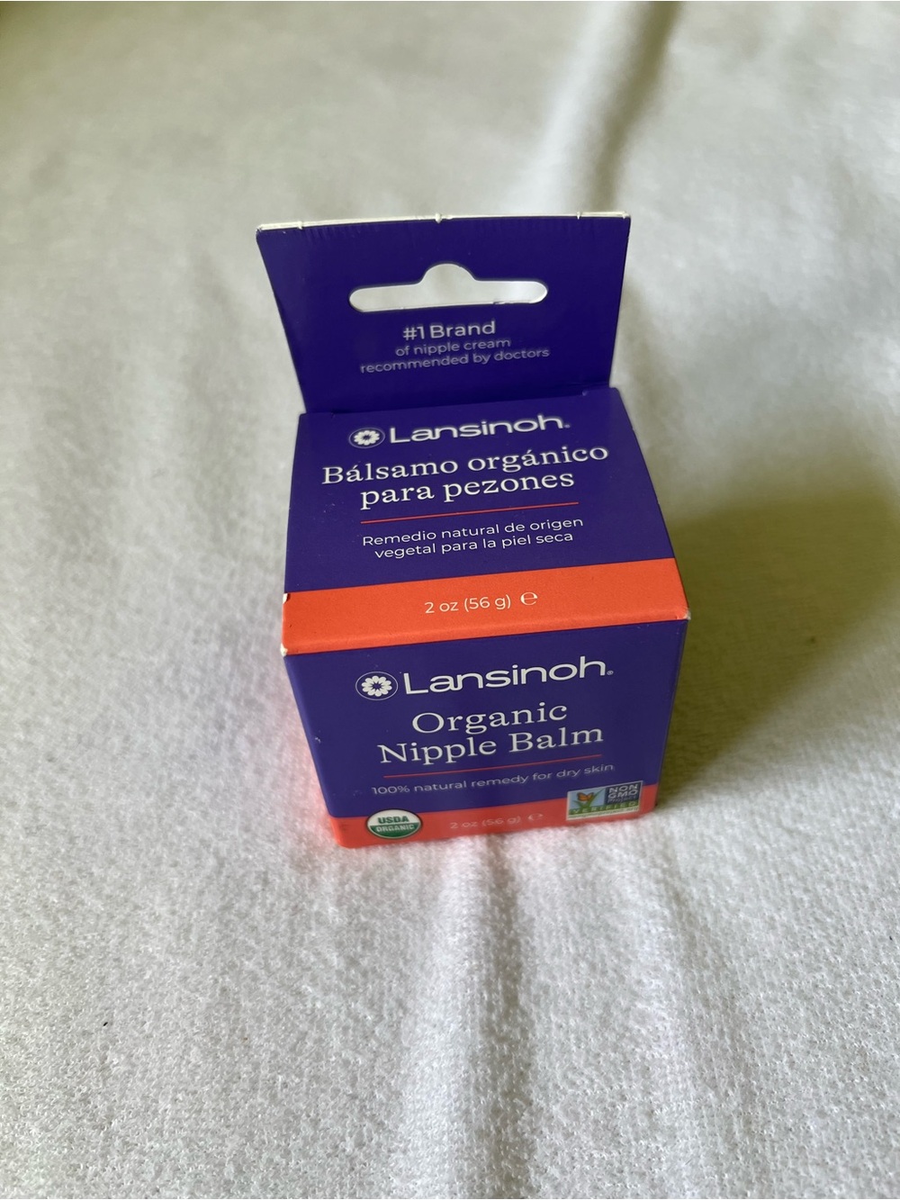 Lansinoh Organic Nipple Balm - Purple and Orange Box